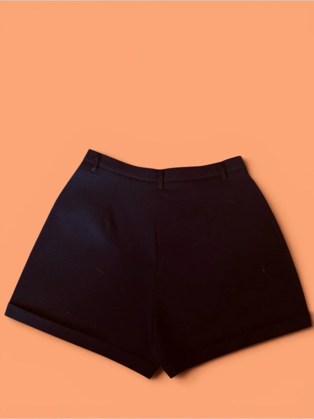 High-Waist Black Textured Women's Shorts - Picture 2 of 2